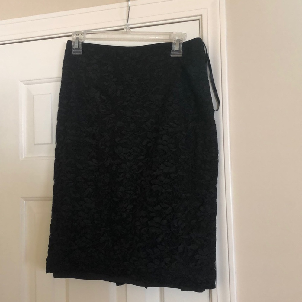 Solid Lace Fully Lined Pencil Skirt - image 1